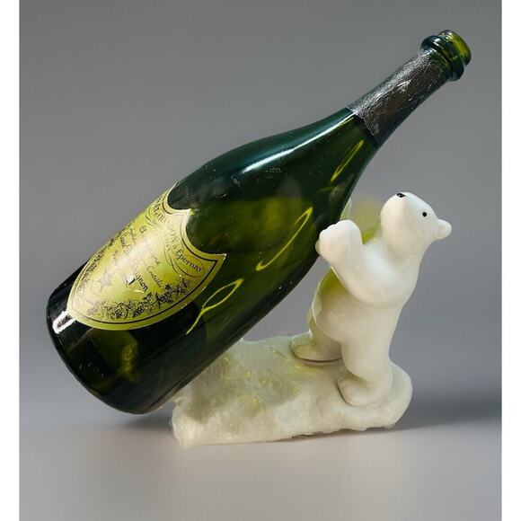 New Polar Bear White Ceramic Wine Bottle Holder Stand Rack Kitchen Bar Lodge - Picture 14 of 14